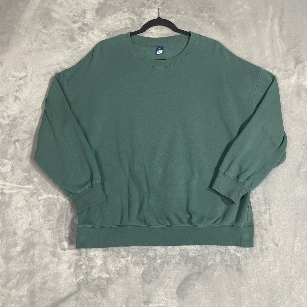 Old Navy Sweater Men's Medium Fleece Crew Neck Pullover Green Excellent